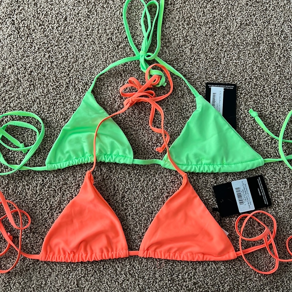 2 Neon PrettyLittleThing String Bikini Tops